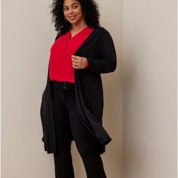 NWOT Torrid 1X Black Crepe Duster - Picture 1 of 9